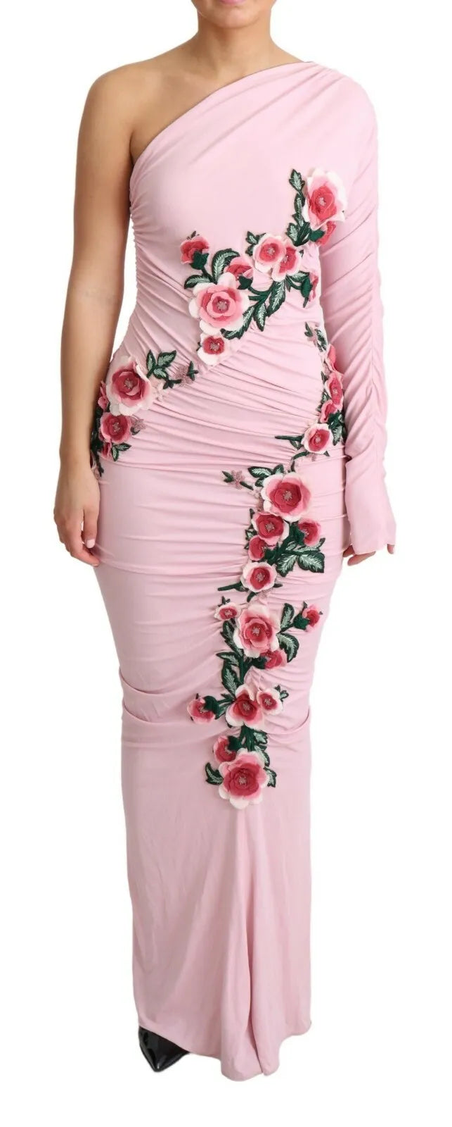 Robe asymétrique rose Dolce & Gabbana ornée de fleurs