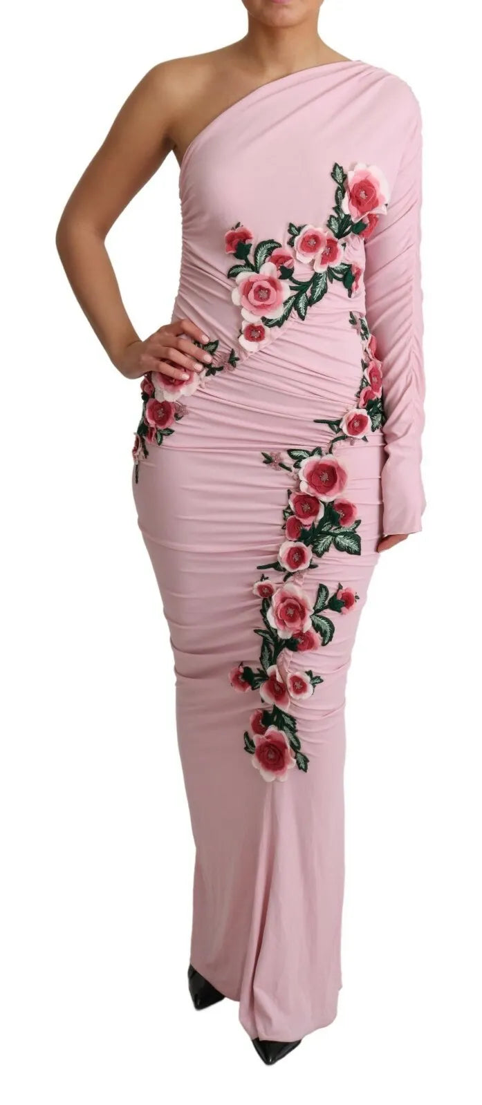 Robe asymétrique rose Dolce & Gabbana ornée de fleurs