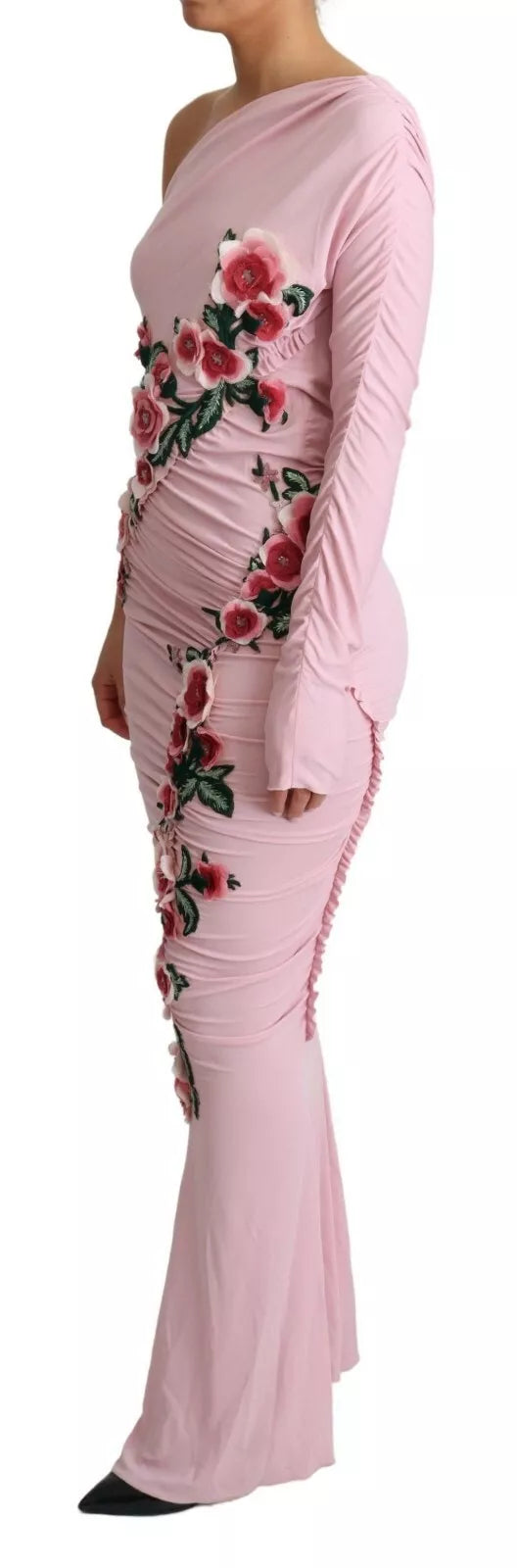 Robe asymétrique rose Dolce & Gabbana ornée de fleurs