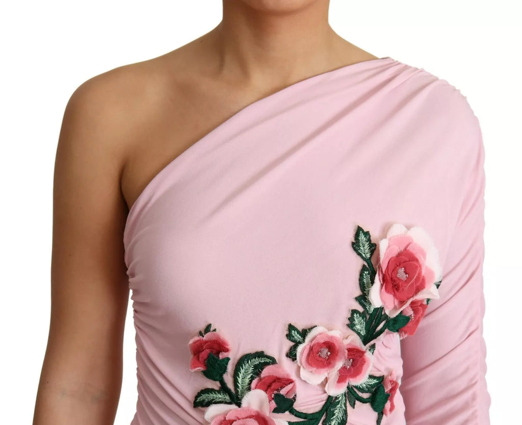 Robe asymétrique rose Dolce & Gabbana ornée de fleurs