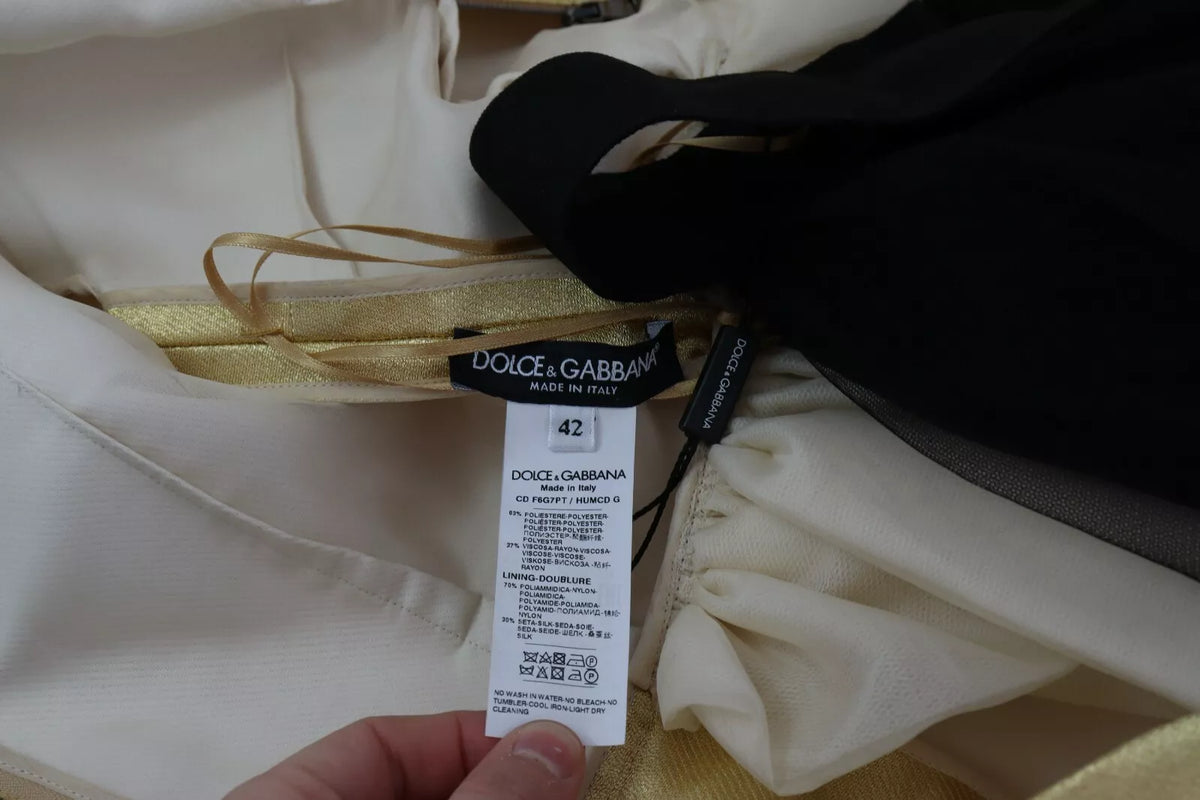 Robe droite sans manches en tulle doré polyester Dolce & Gabbana