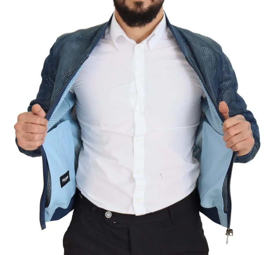 Dolce & Gabbana Blue Leather Jackets for Men alternate view
