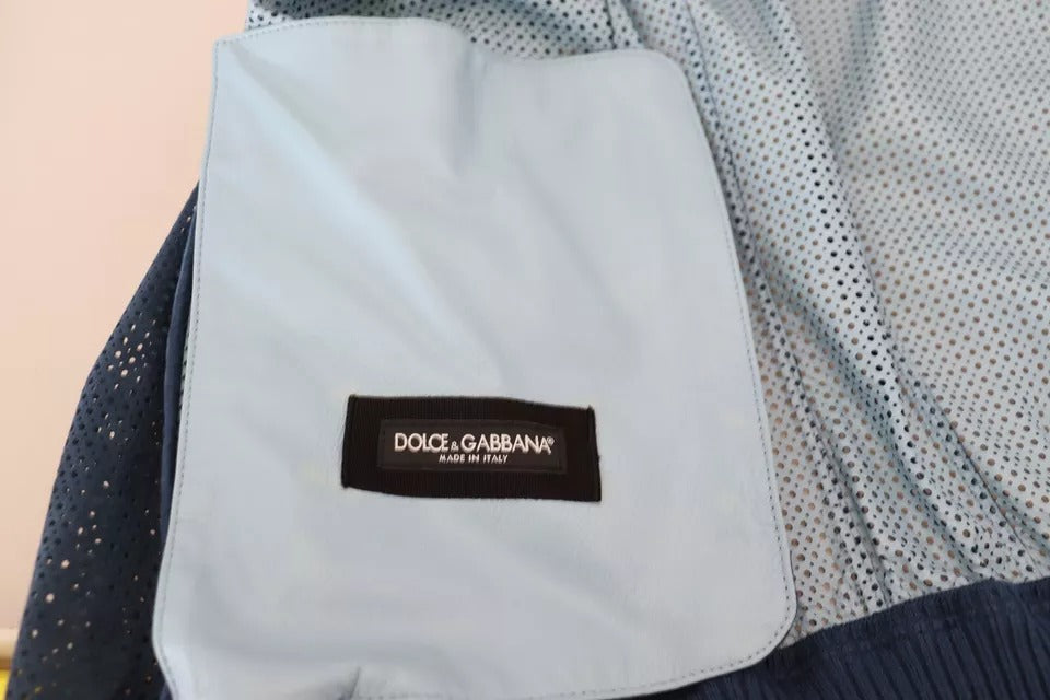 Dolce & Gabbana Blue Leather Jackets for Men side view