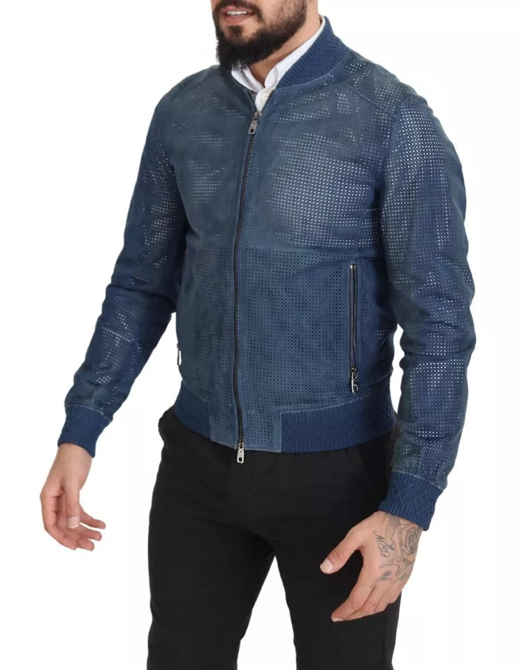 Dolce & Gabbana Blue Leather Jackets for Men additional view