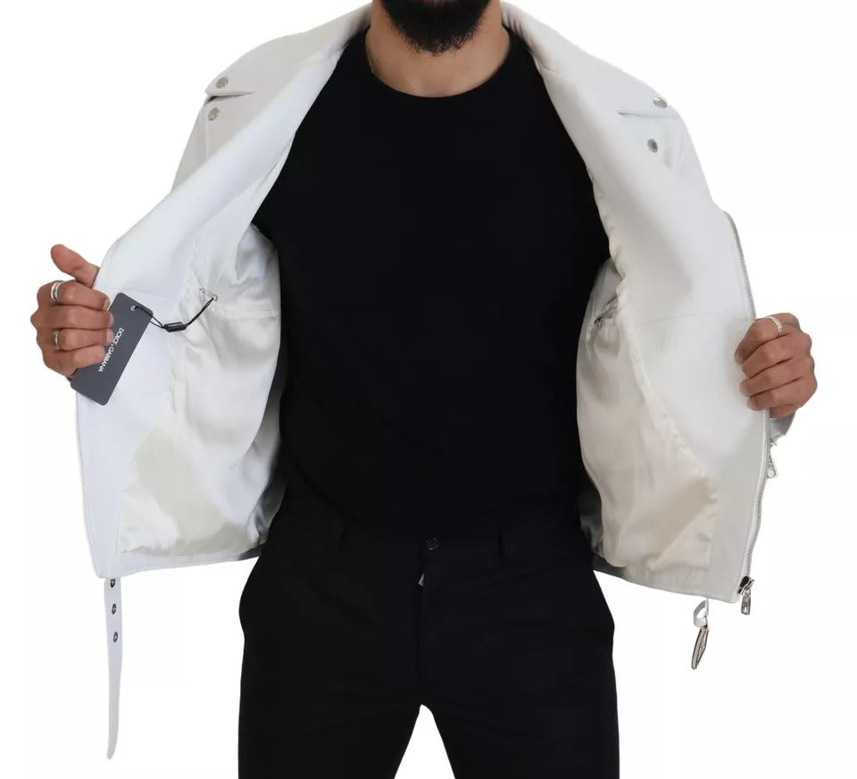 Dolce & Gabbana White Biker Jackets for Men detail view