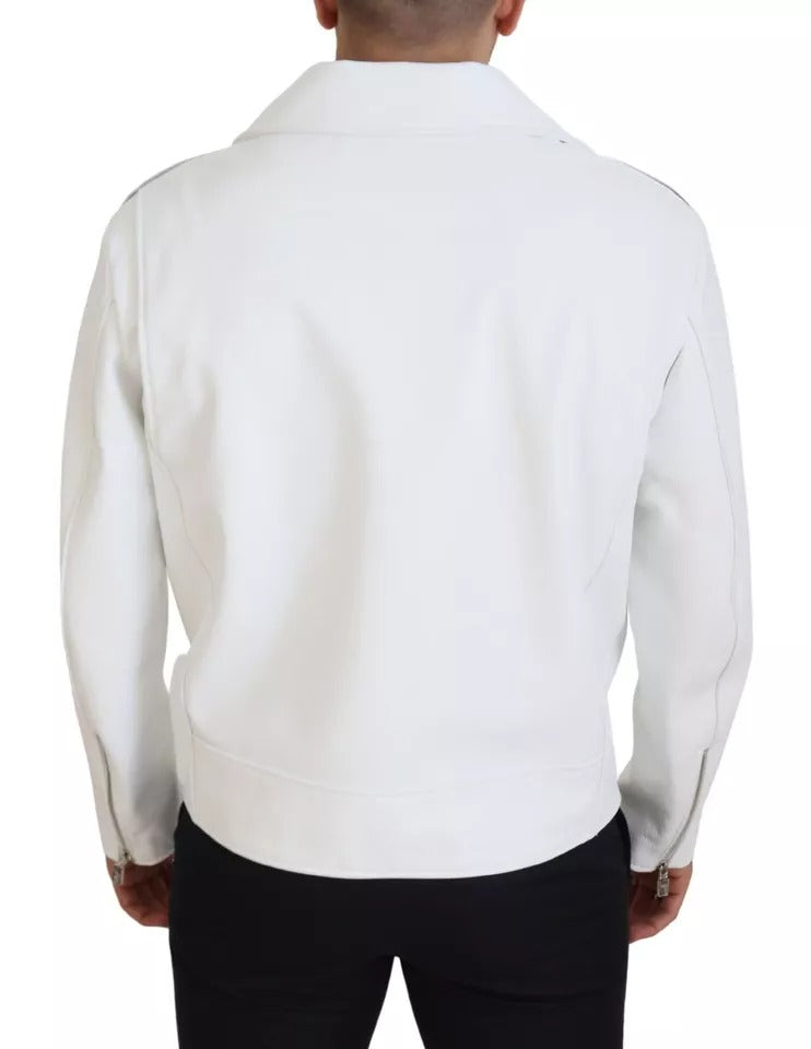 Dolce & Gabbana White Biker Jackets for Men side view