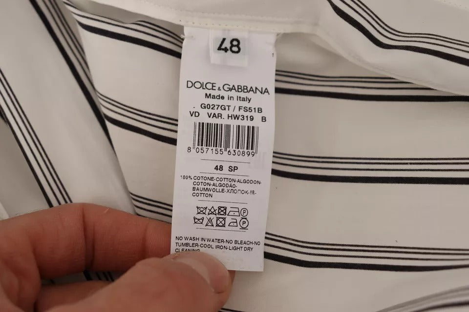 Peignoir Veste Coupe Droite Coton Rayé Blanc Dolce & Gabbana