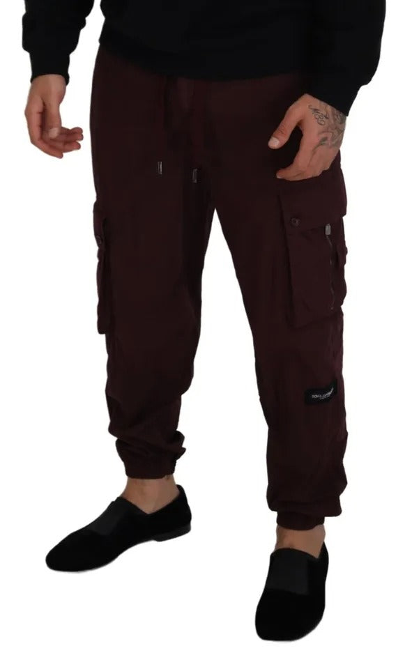 Pantalon de jogging cargo en coton bordeaux Dolce & Gabbana