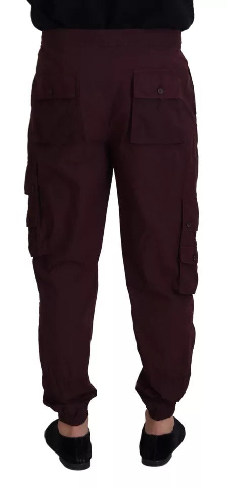 Pantalon de jogging cargo en coton bordeaux Dolce & Gabbana