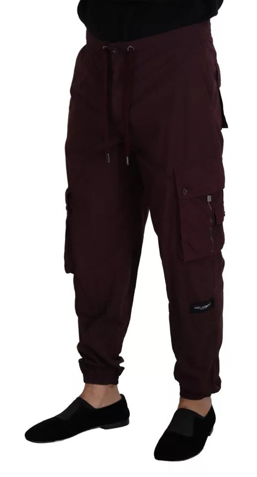 Pantalon de jogging cargo en coton bordeaux Dolce & Gabbana