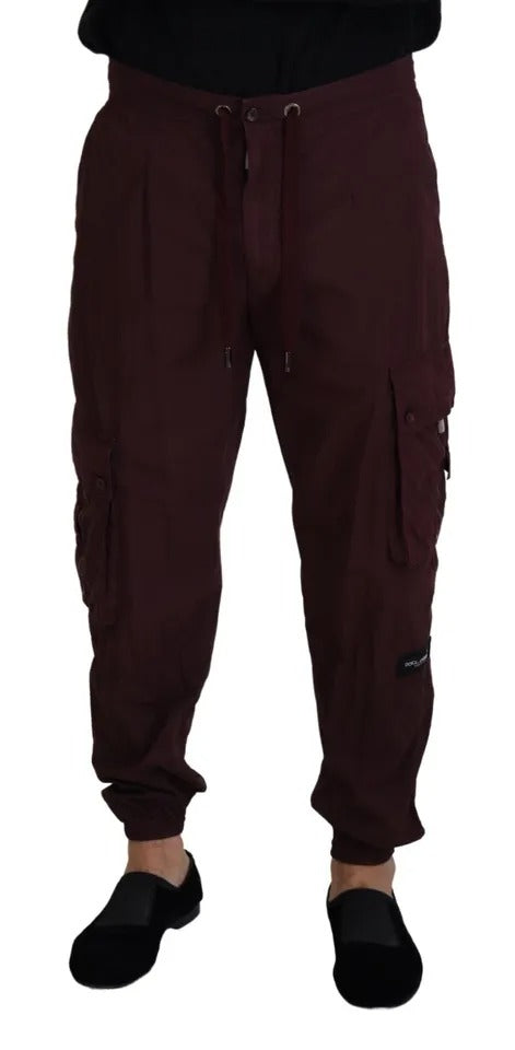 Pantalon de jogging cargo en coton bordeaux Dolce & Gabbana