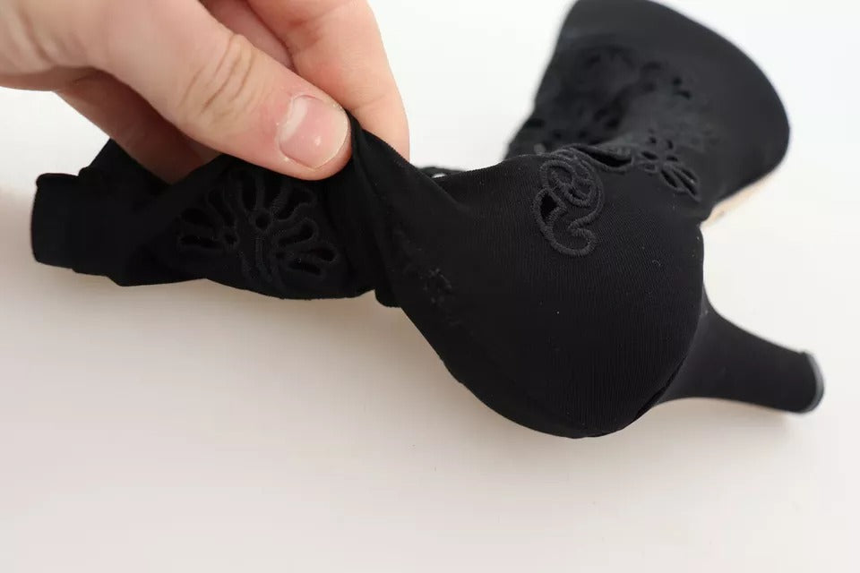 Dolce & Gabbana Bottines à talons en dentelle florale noire