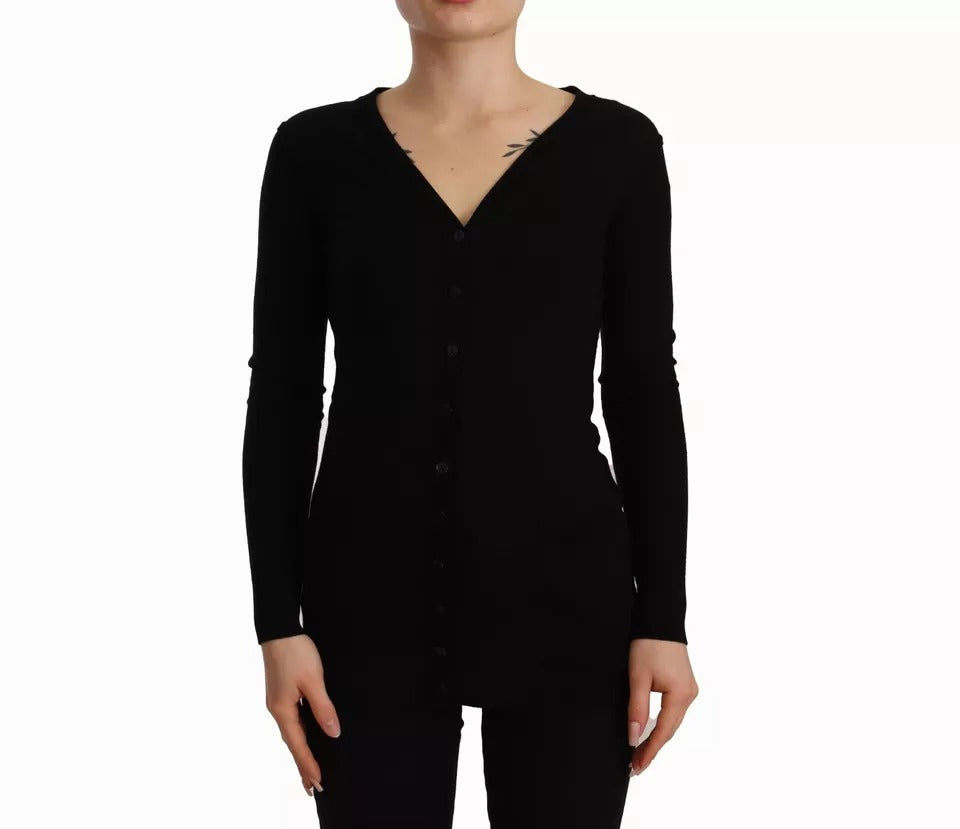 Cardigan en tricot de laine noir à boutons Dolce & Gabbana