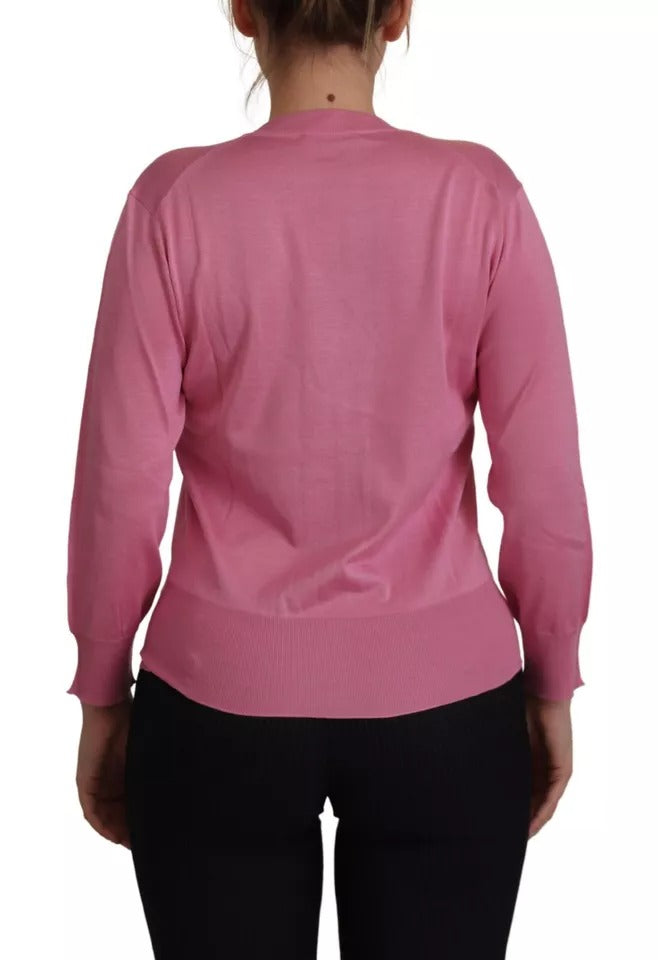 Gilet Cardigan Dolce & Gabbana rose 100 % soie à boutons