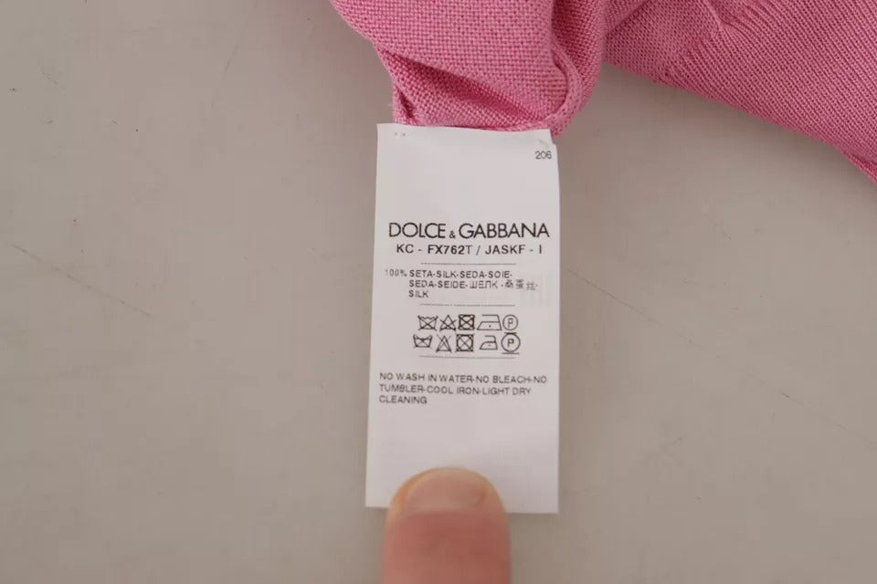 Gilet Cardigan Dolce & Gabbana rose 100 % soie à boutons