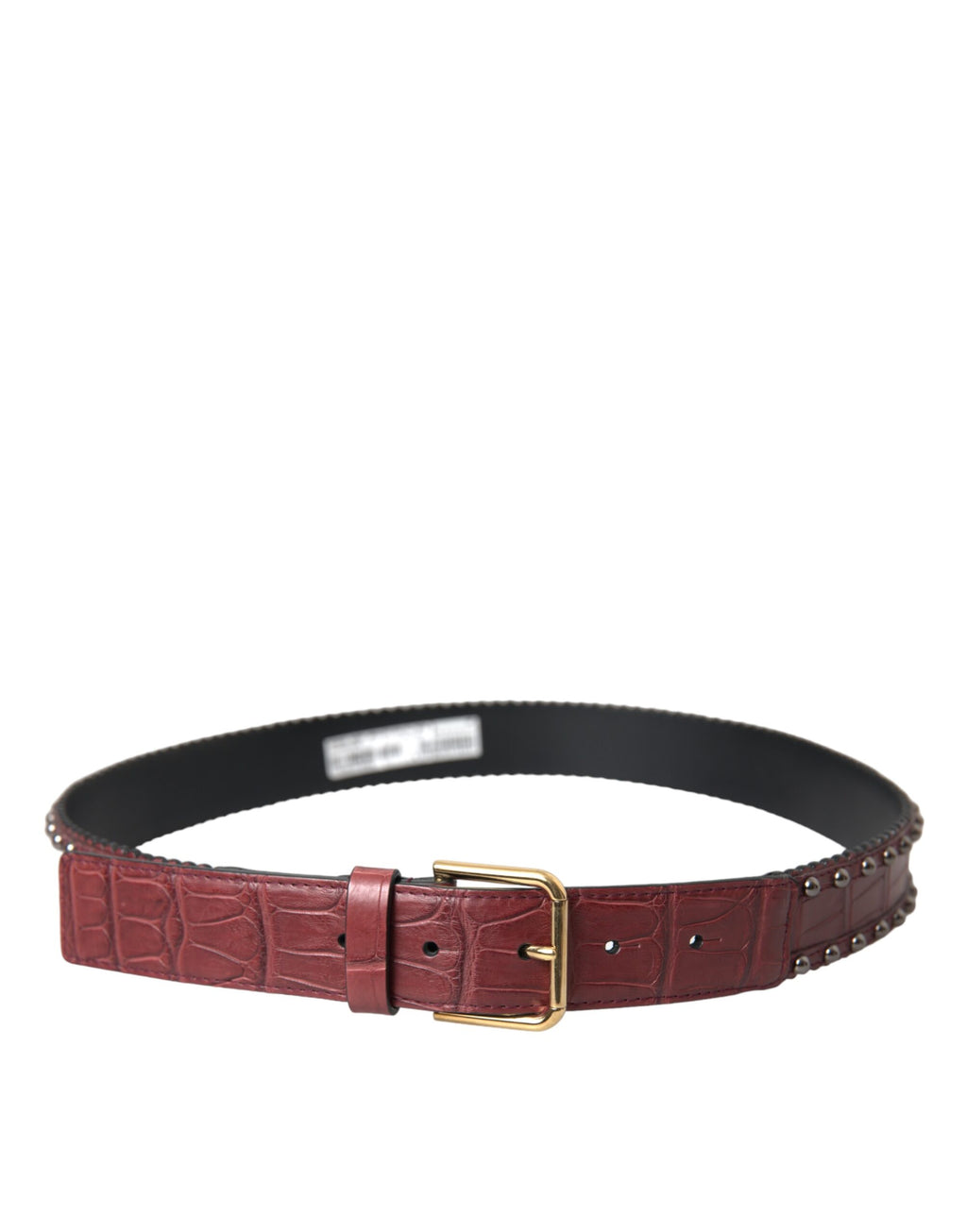 Ceinture Dolce & Gabbana en cuir d'alligator marron avec boucle métallique cloutée