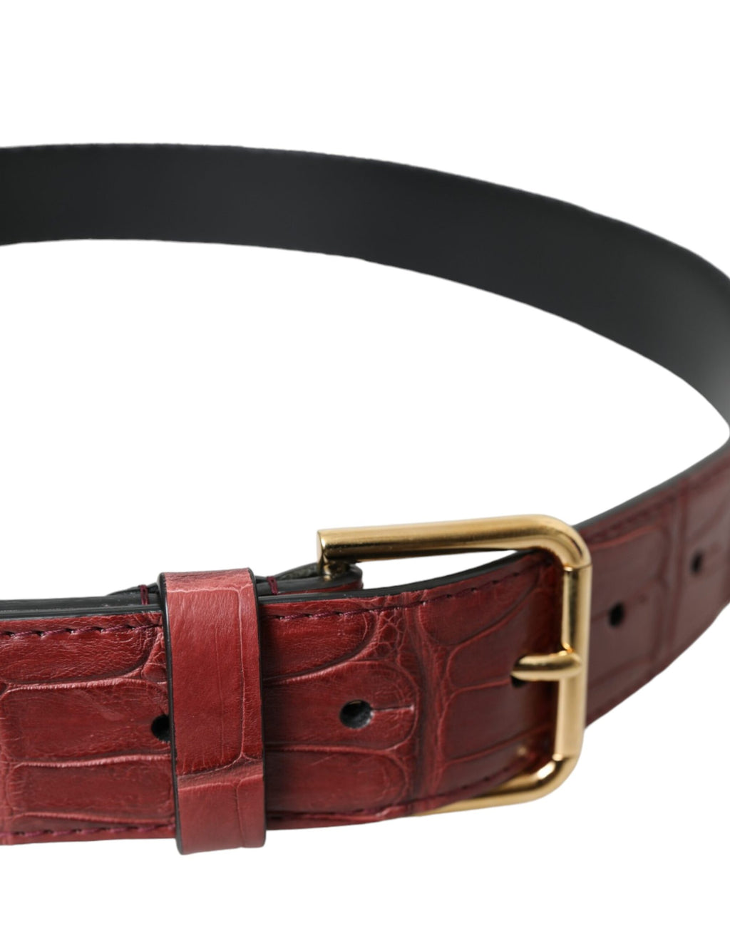 Ceinture Dolce & Gabbana en cuir d'alligator marron avec boucle métallique cloutée