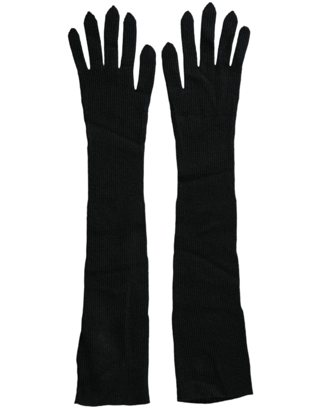 Gants Dolce & Gabbana noirs en cachemire tricoté longueur coude