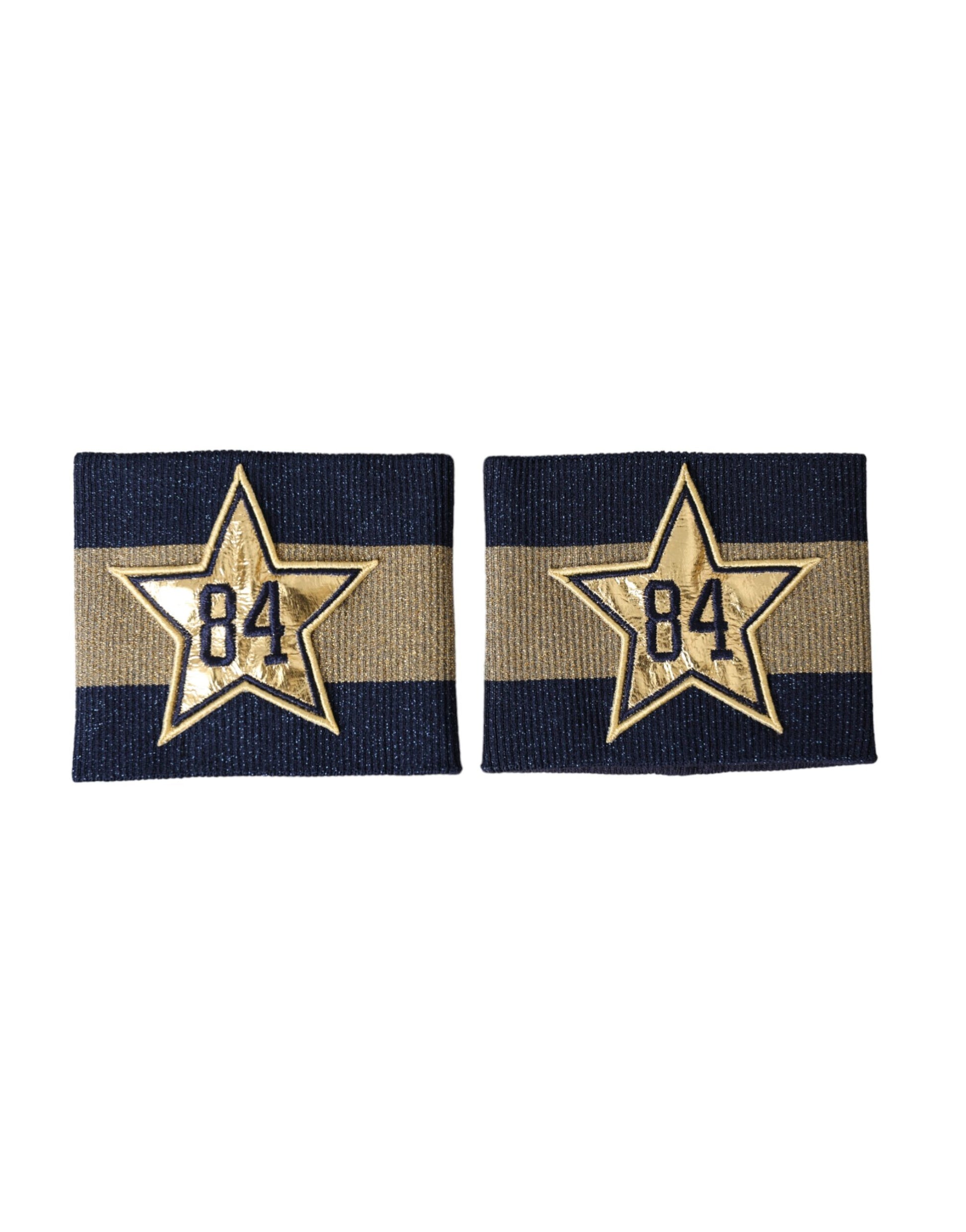 Dolce &amp; Gabbana – Viskosearmband mit Logo „Stern 84“ in Schwarz und Gold