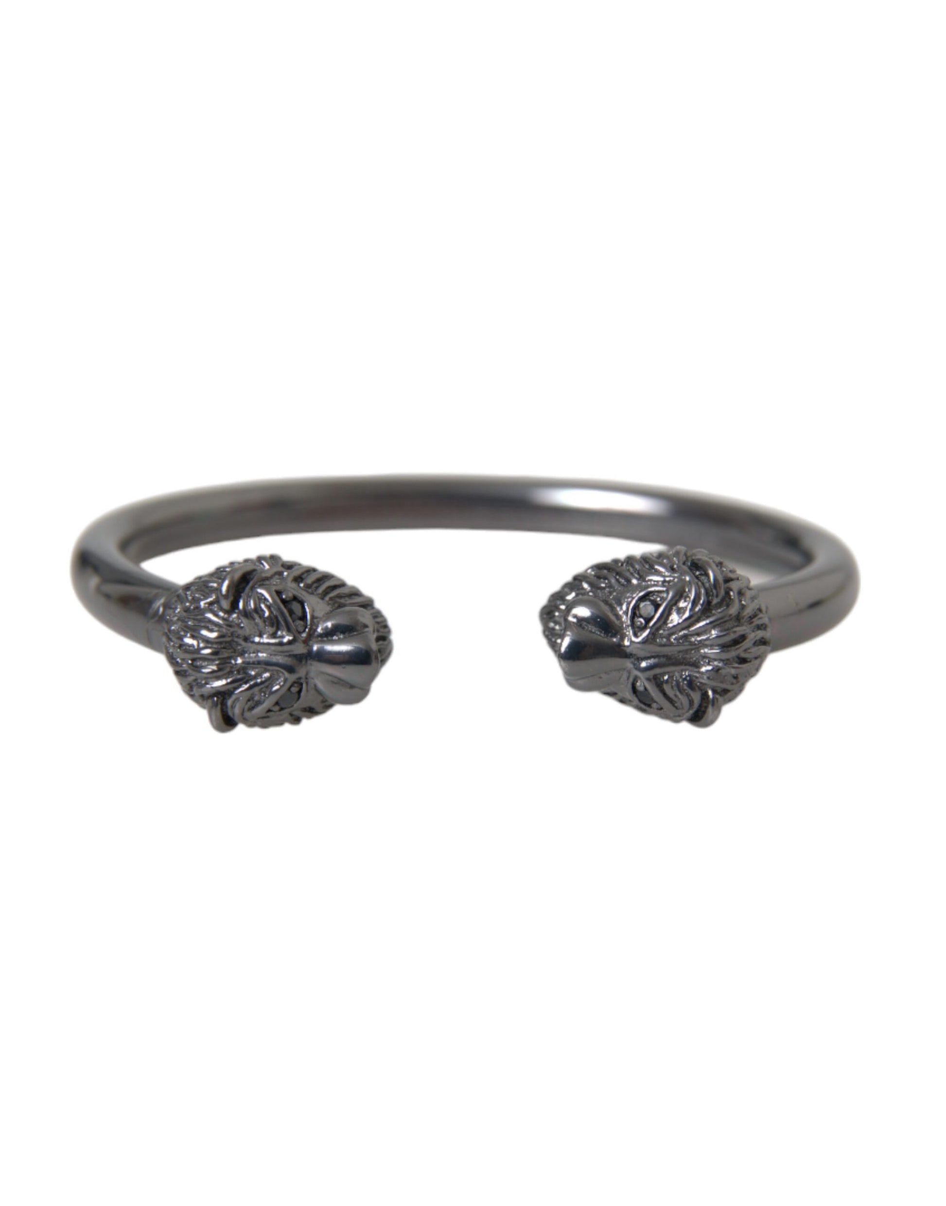 Nialaya Bracelet jonc Lion en rhodium noir Femme