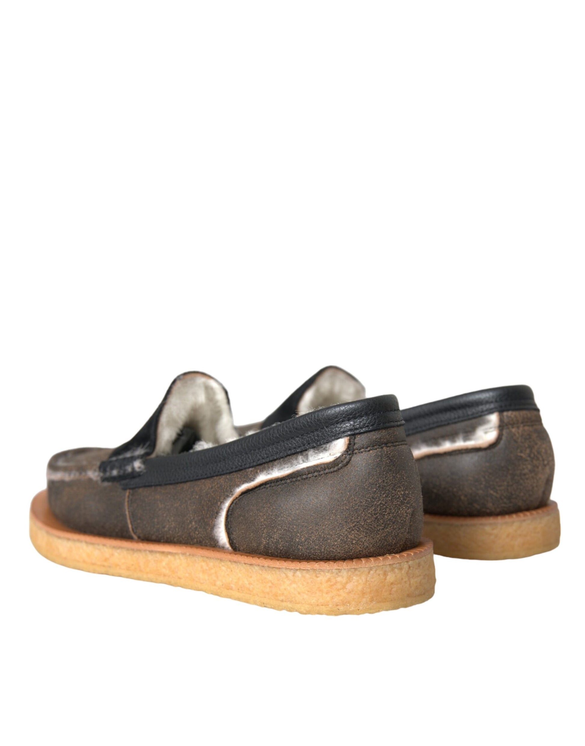 Dolce & Gabbana Brown Slip On Loafers for Men side view