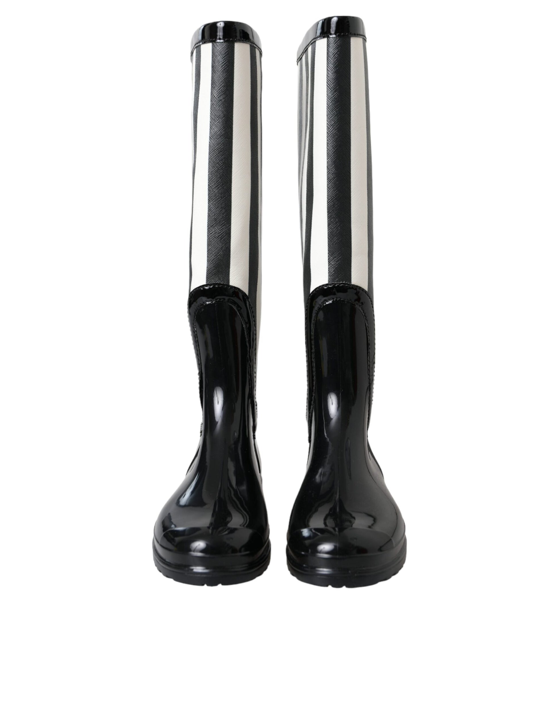 Bottes plates hautes en caoutchouc noir Dolce & Gabbana