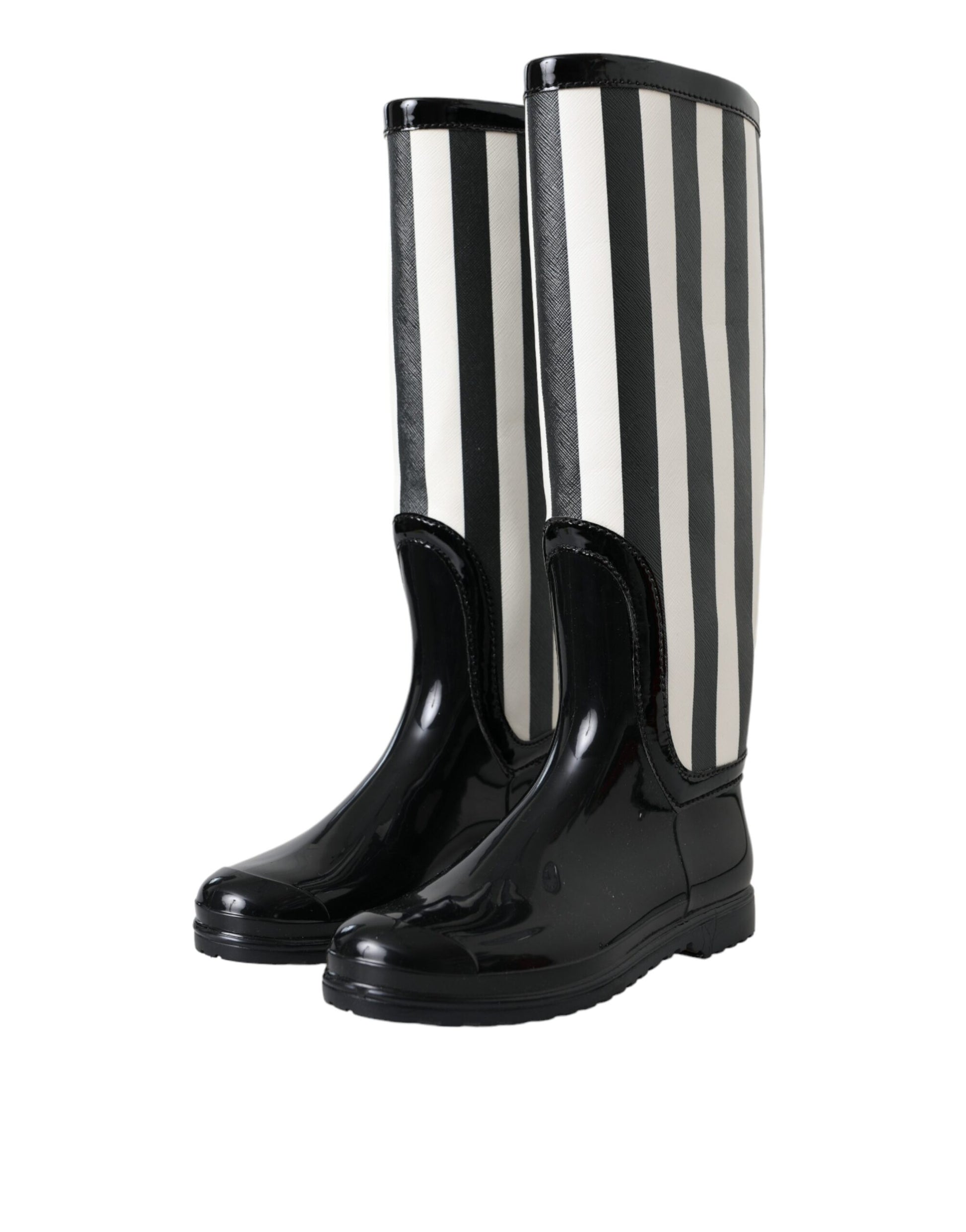 Bottes plates hautes en caoutchouc noir Dolce & Gabbana