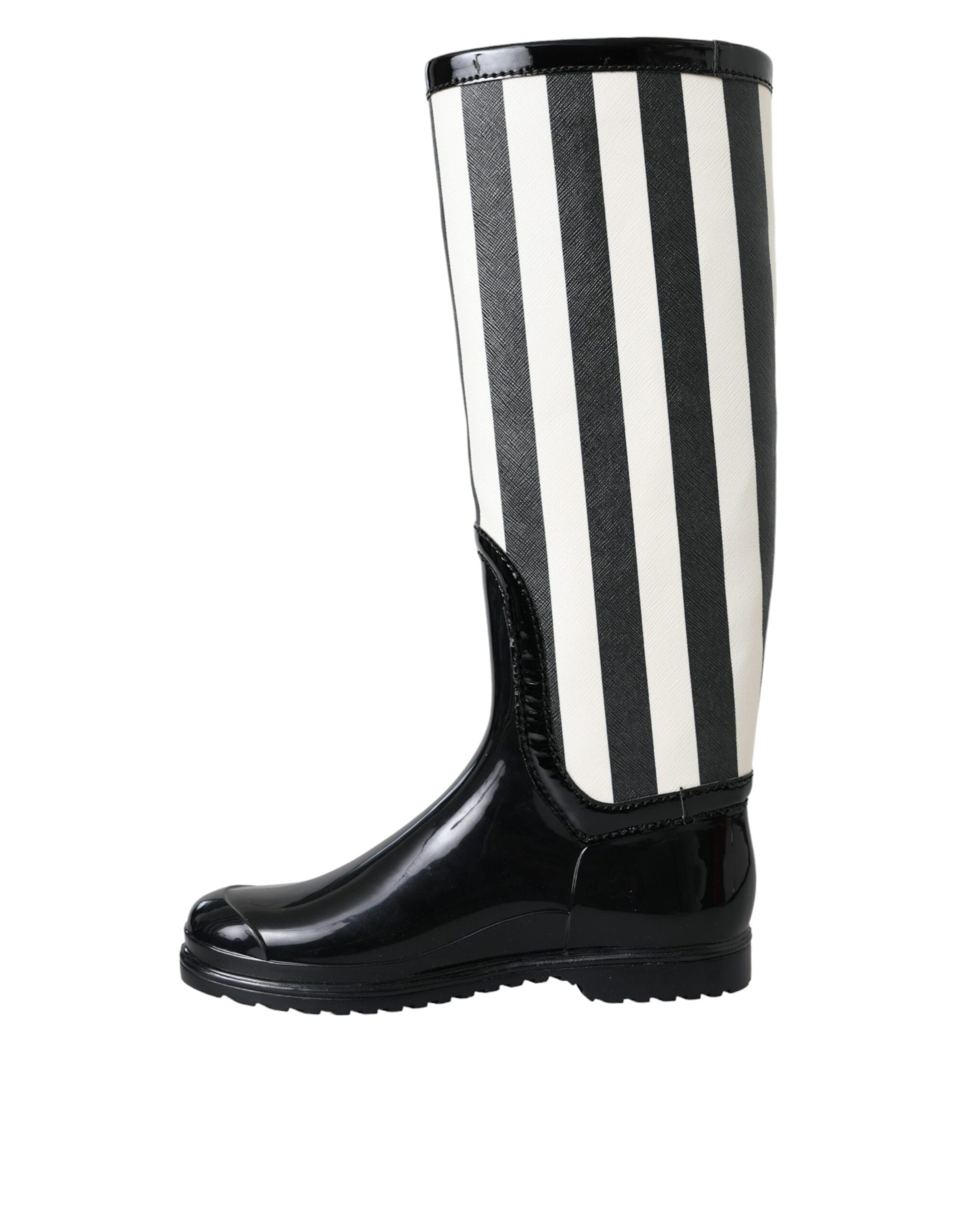 Bottes plates hautes en caoutchouc noir Dolce & Gabbana