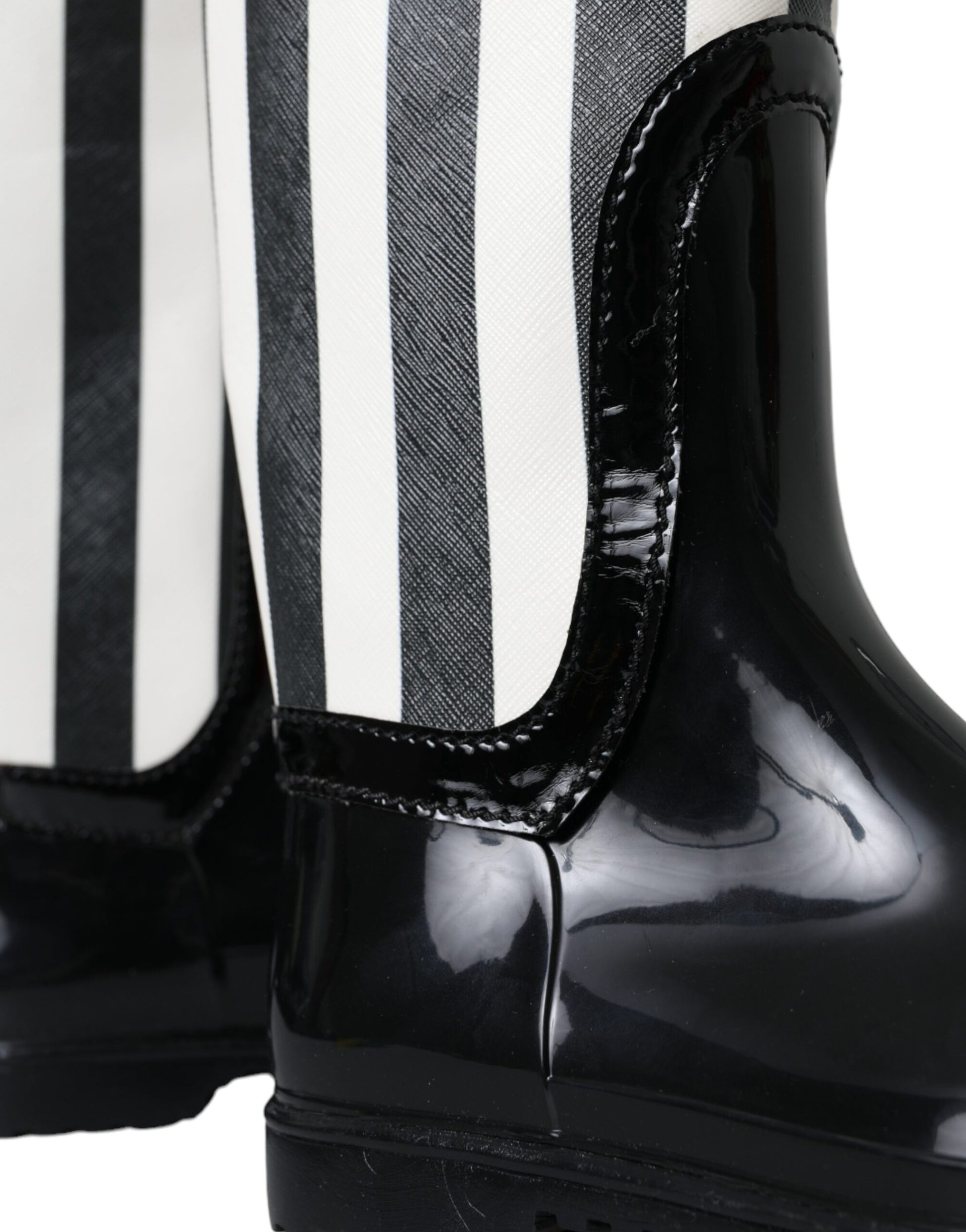 Bottes plates hautes en caoutchouc noir Dolce & Gabbana