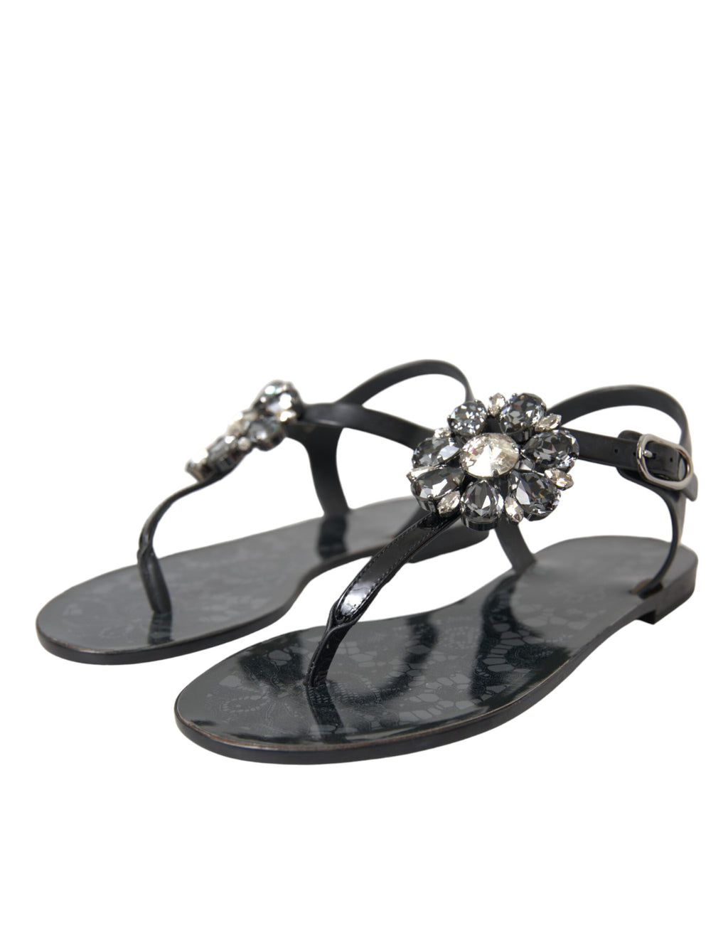 Dolce & Gabbana Black Flip Flop Sandals for Women detail view