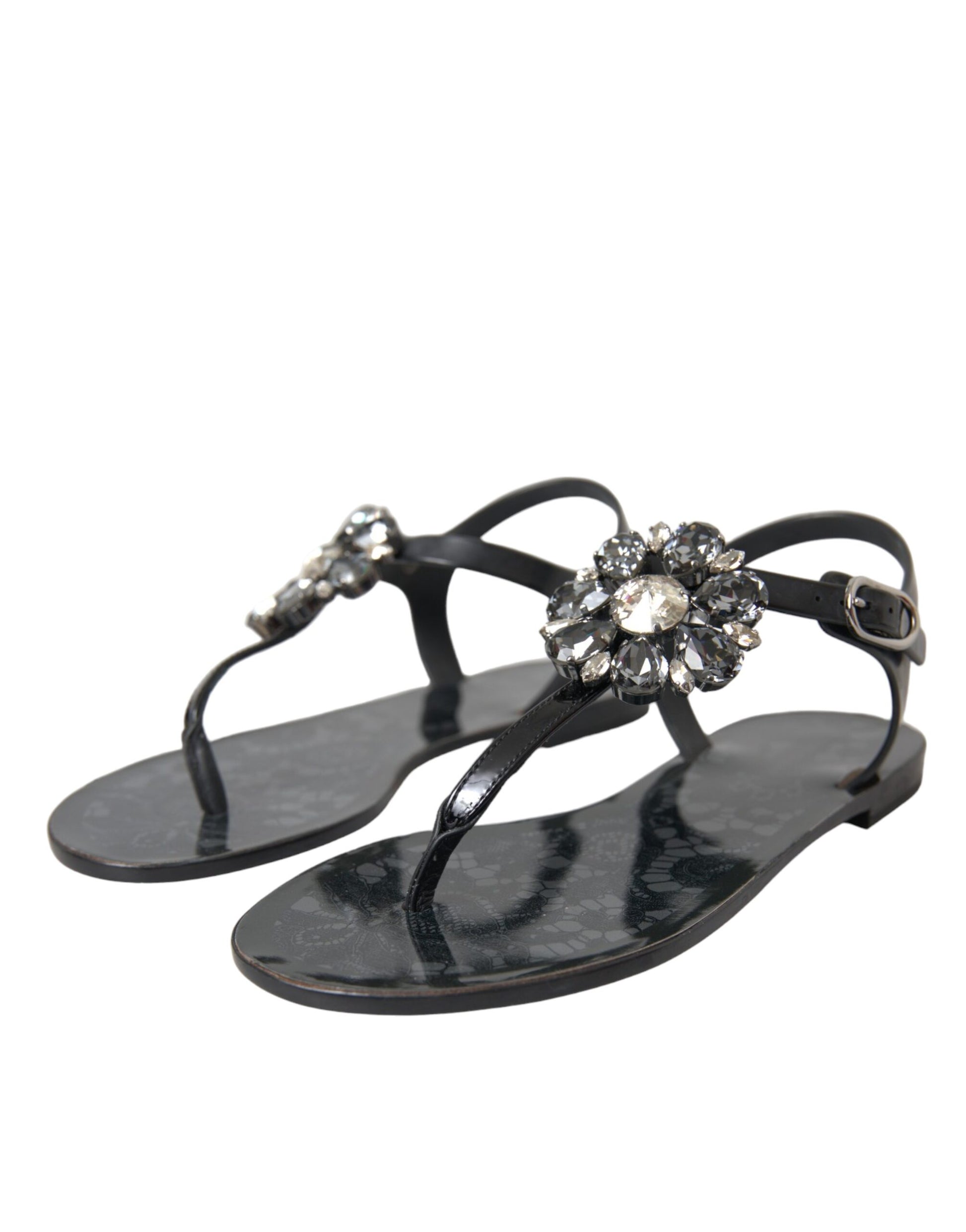 Dolce & Gabbana Black Flip Flop Sandals for Women detail view