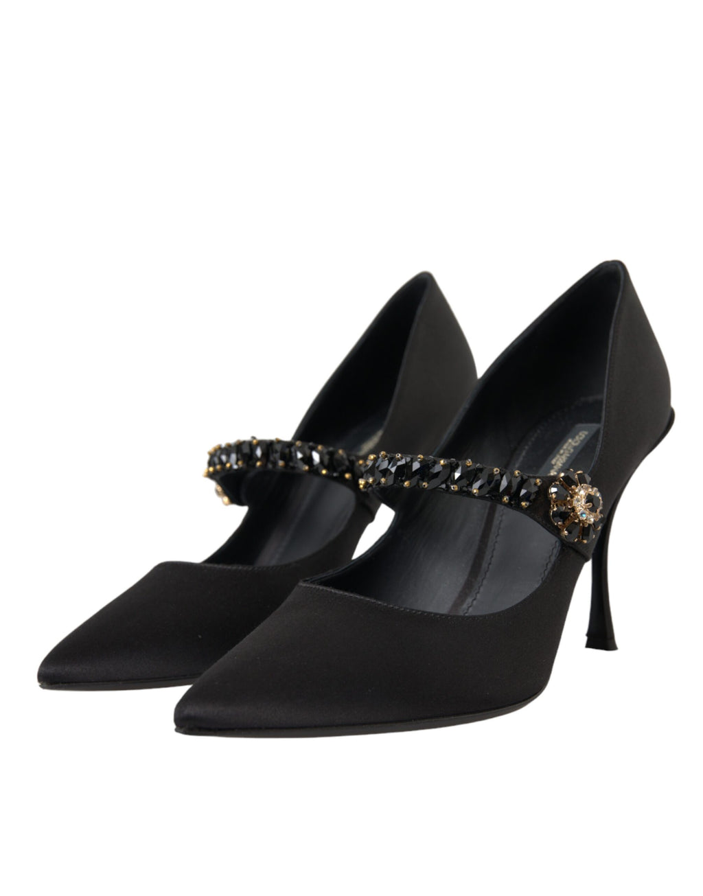Chaussures à talons Dolce & Gabbana Mary Jane noires ornées de cristaux