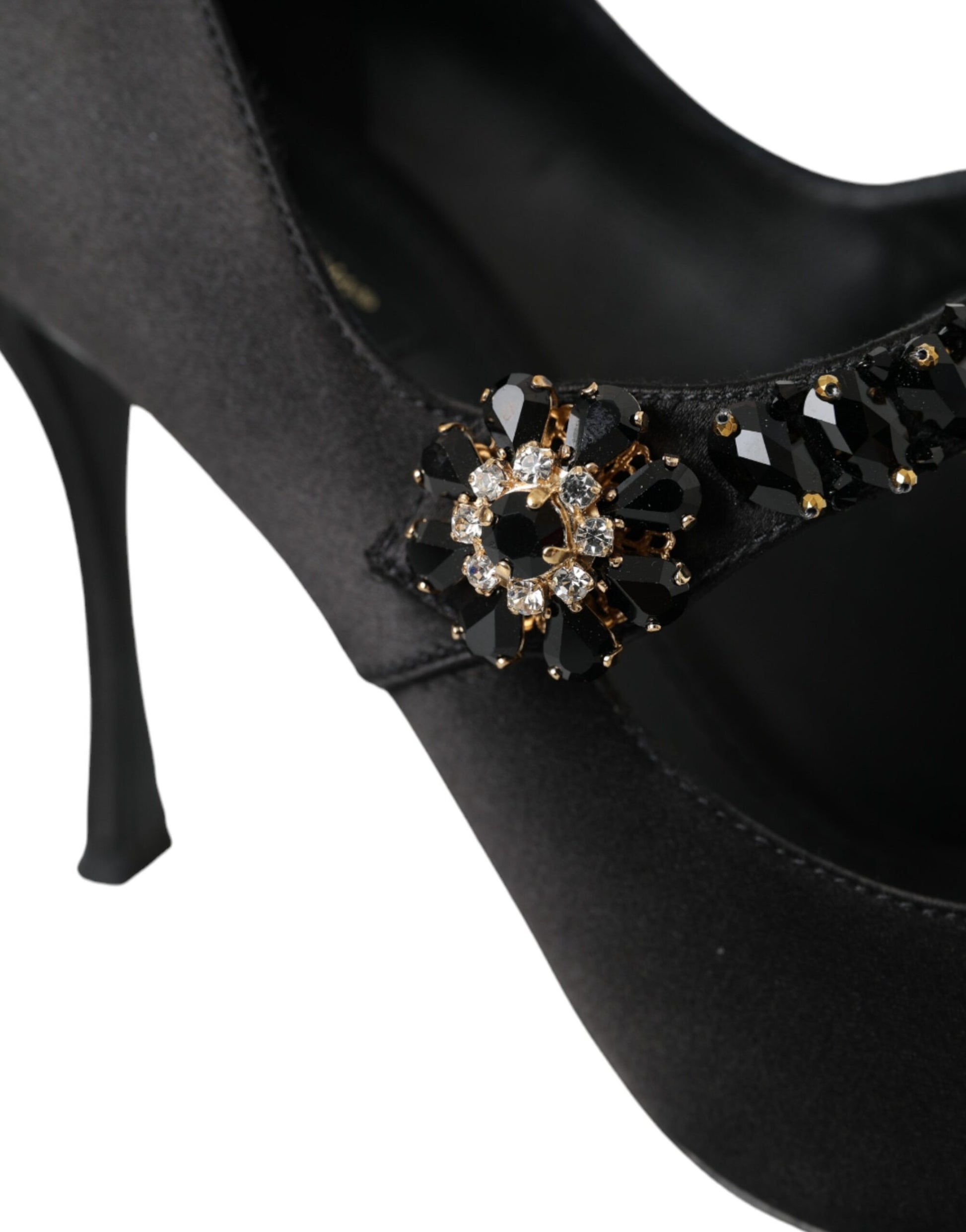 Chaussures à talons Dolce & Gabbana Mary Jane noires ornées de cristaux