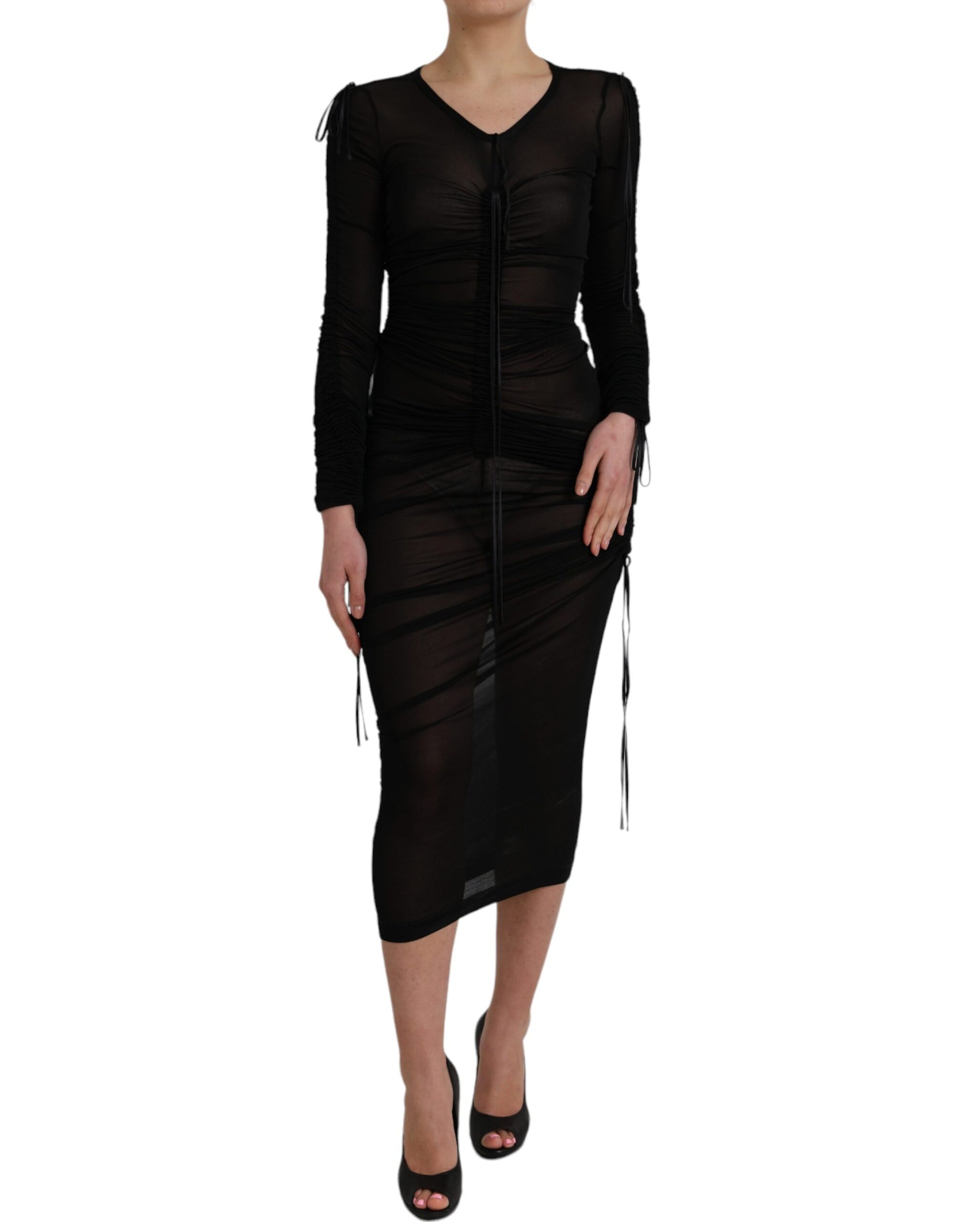 Robe fourreau midi Dolce & Gabbana noire transparente moulante