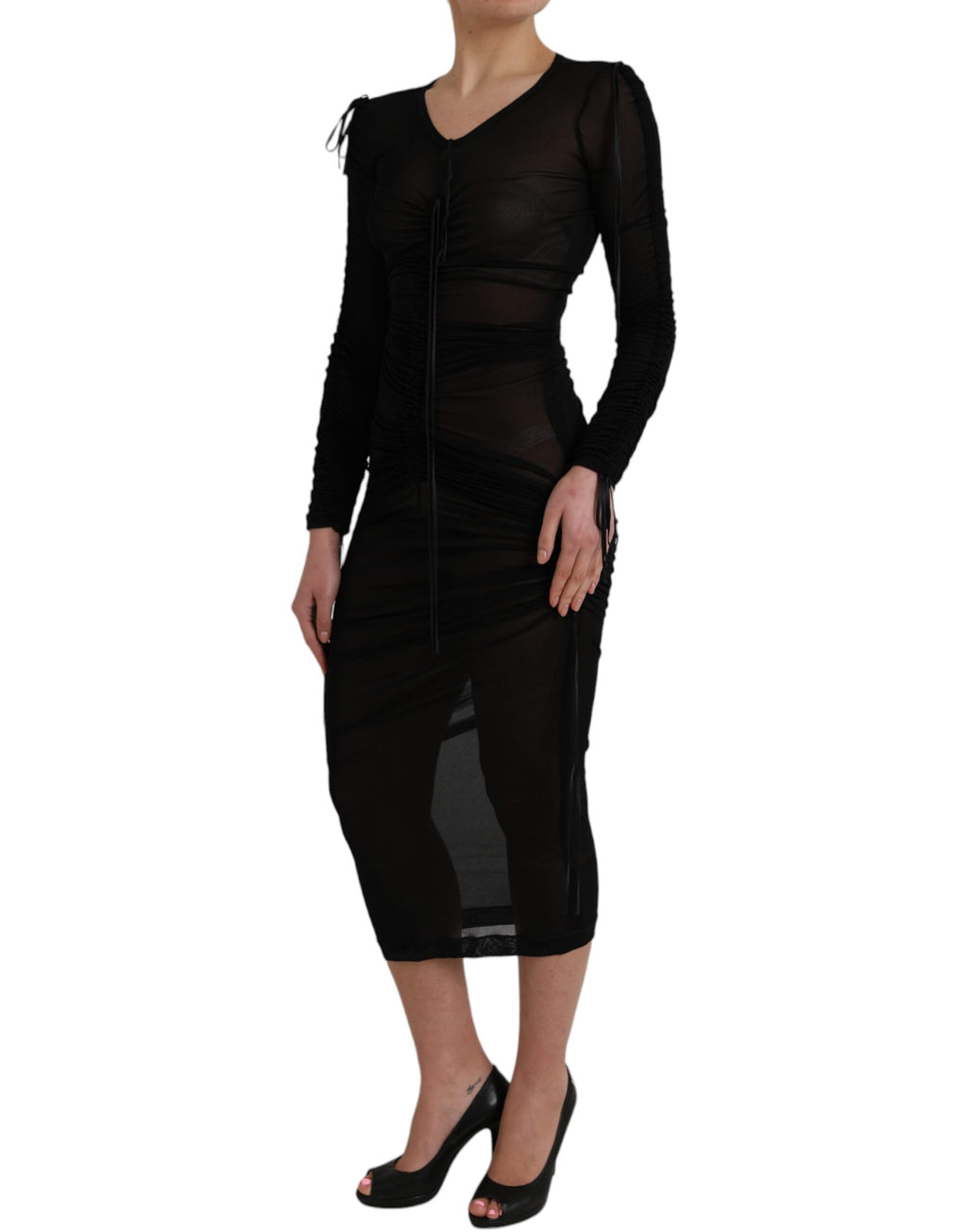 Robe fourreau midi Dolce & Gabbana noire transparente moulante