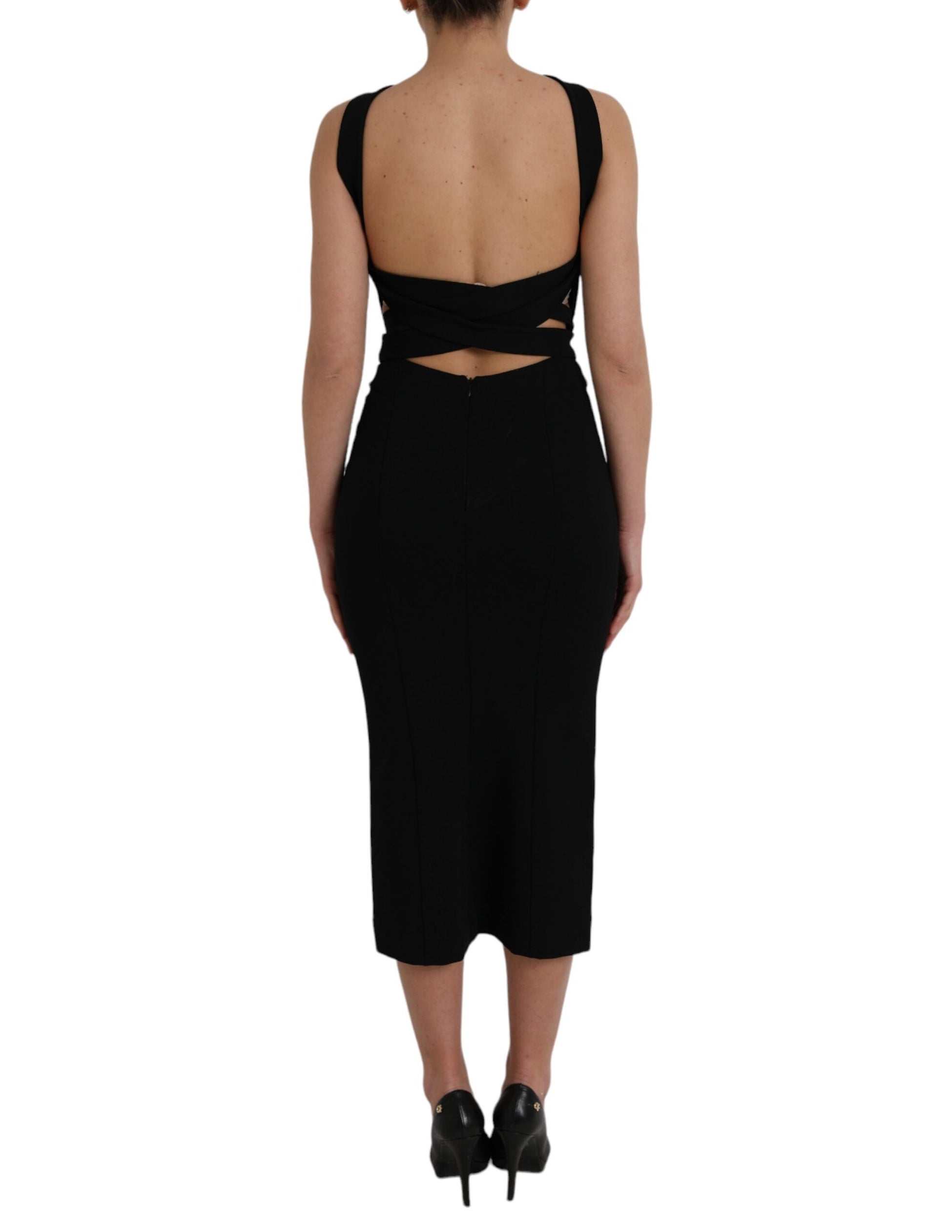 Dolce & Gabbana Black Midi Dress for Women side view