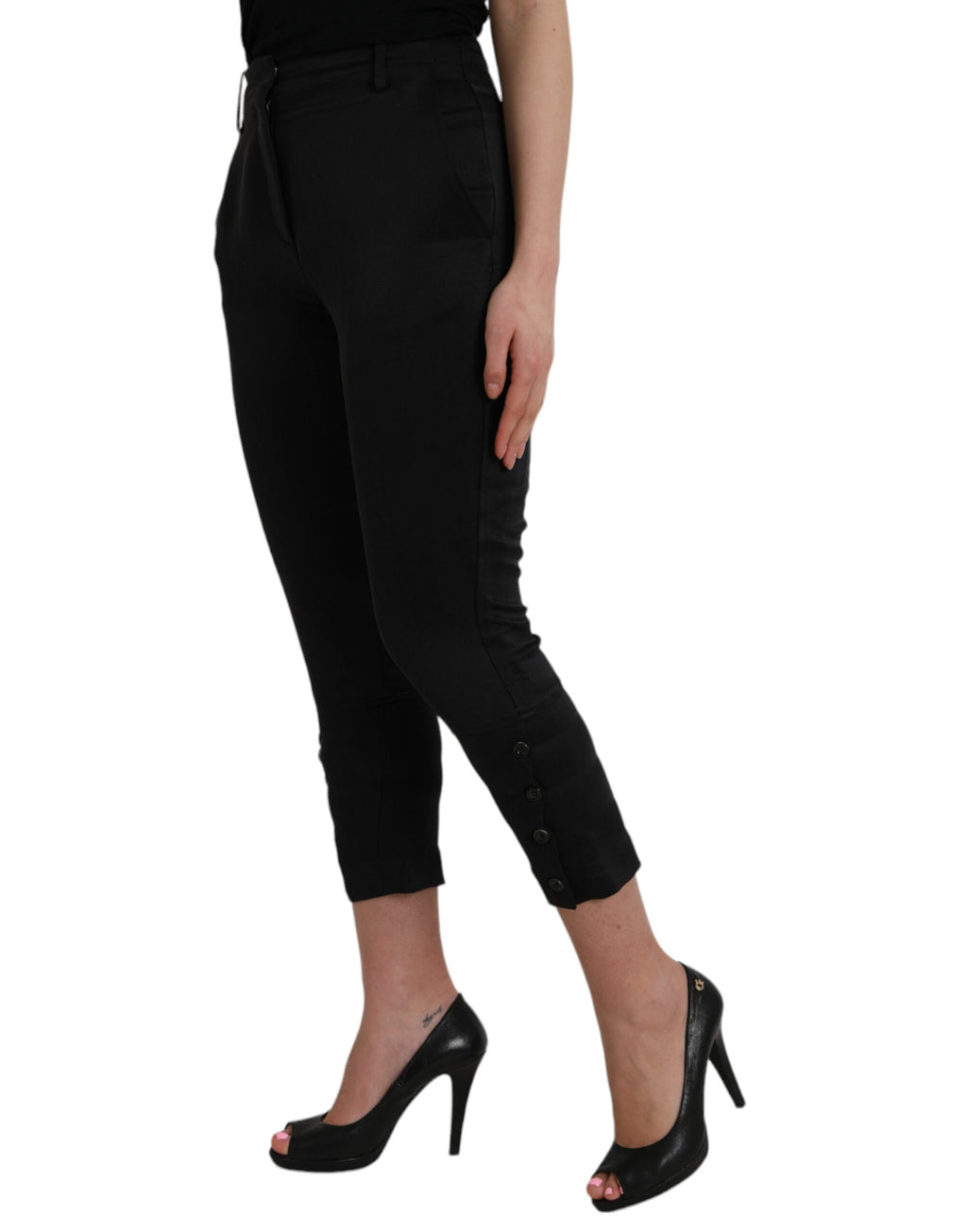 Ermanno Scervino – Schwarze Caprihose mit hoher Taille und verkürzter Länge