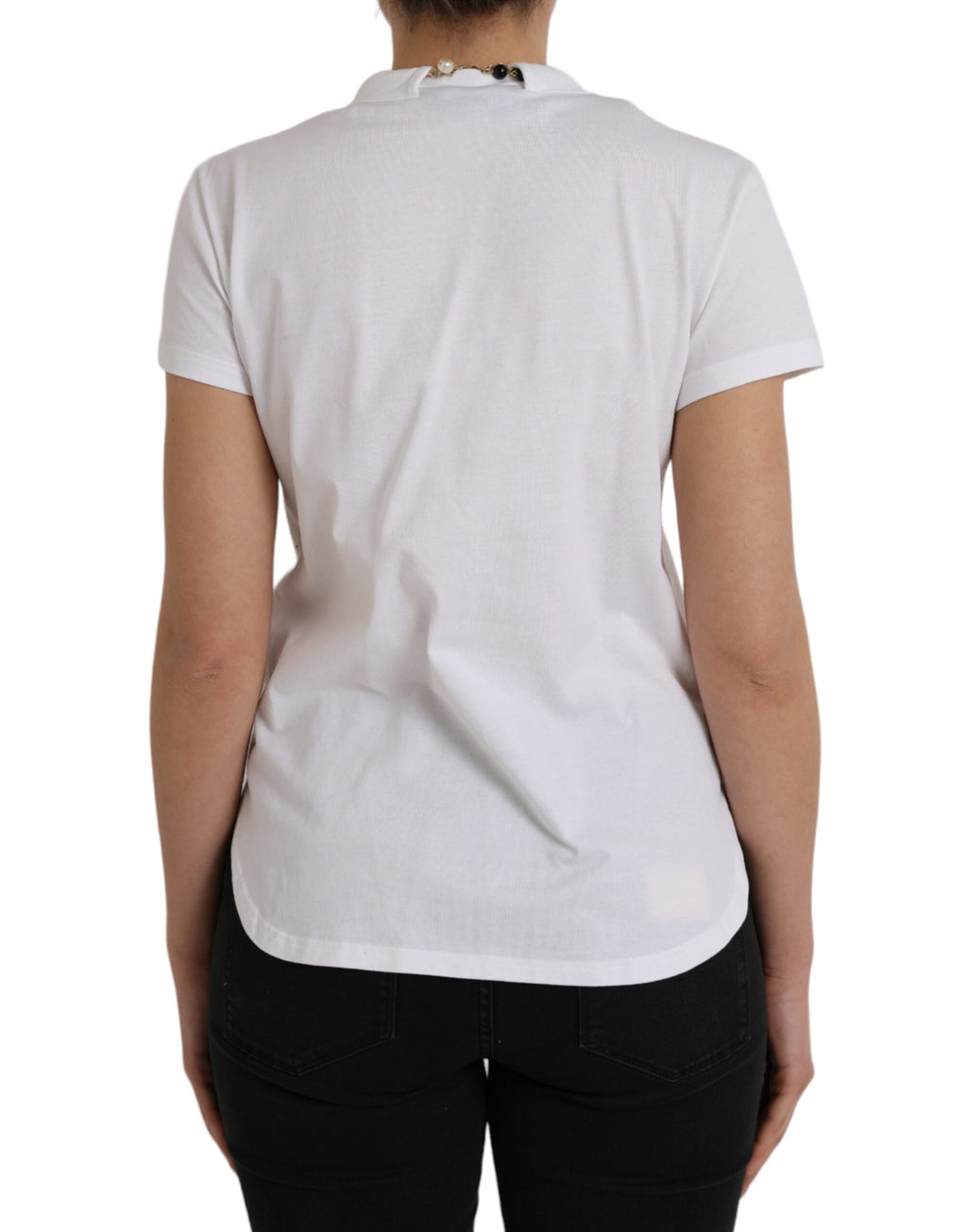T-shirt à manches courtes Dolce & Gabbana en coton blanc avec collier