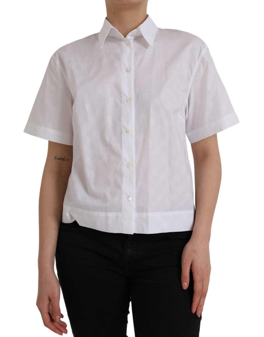 Haut polo Dolce & Gabbana blanc à col et manches courtes