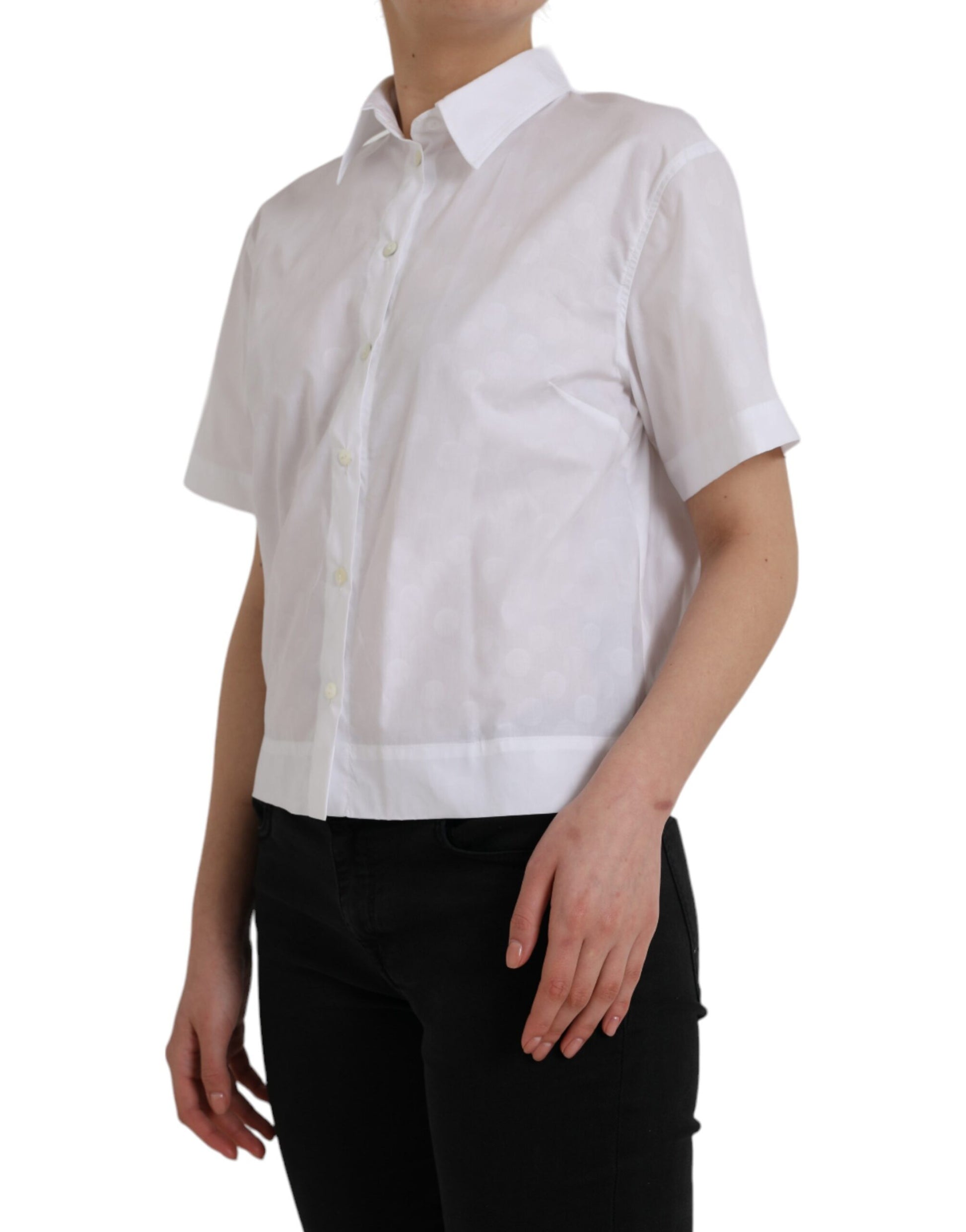 Haut polo Dolce & Gabbana blanc à col et manches courtes
