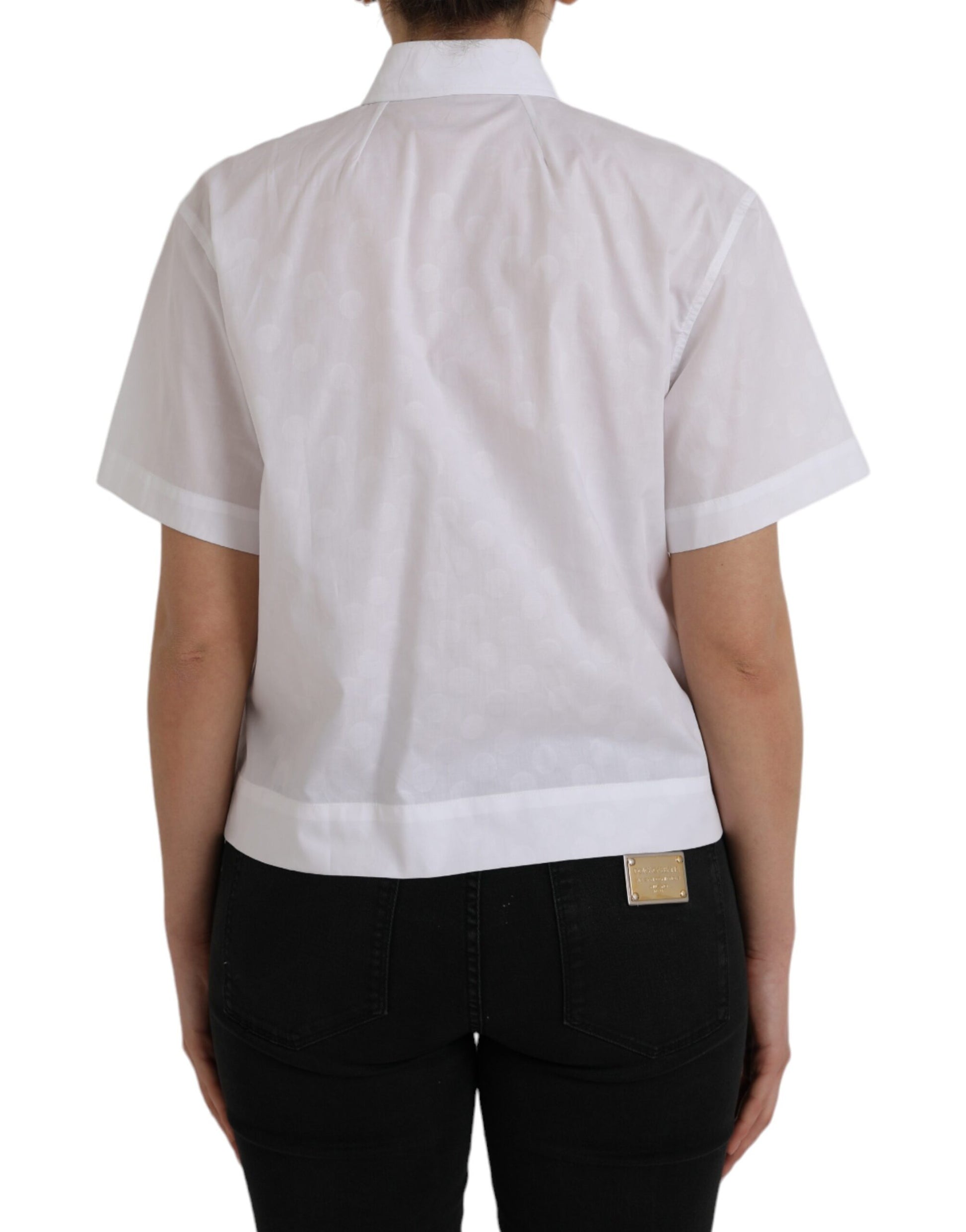 Haut polo Dolce & Gabbana blanc à col et manches courtes