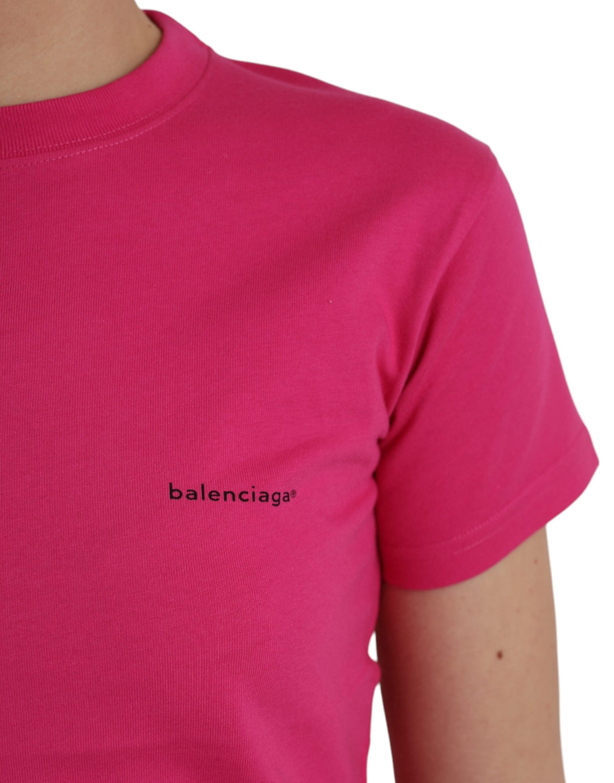 T-shirt en coton rose à col rond et manches courtes Balenciaga