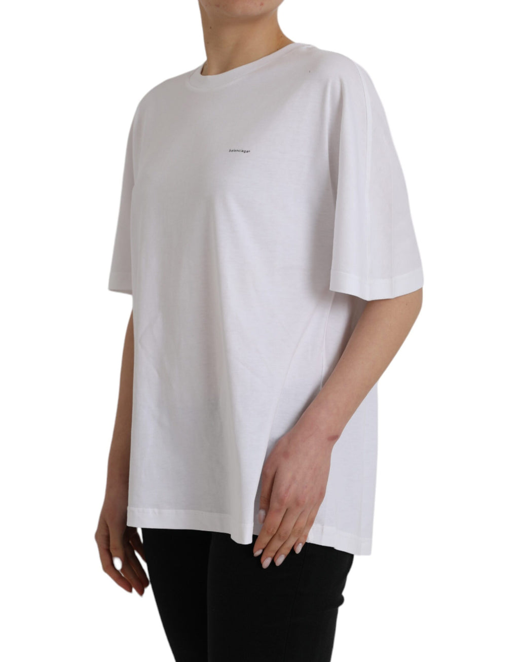 T-shirt Balenciaga en coton blanc à col rond et manches courtes