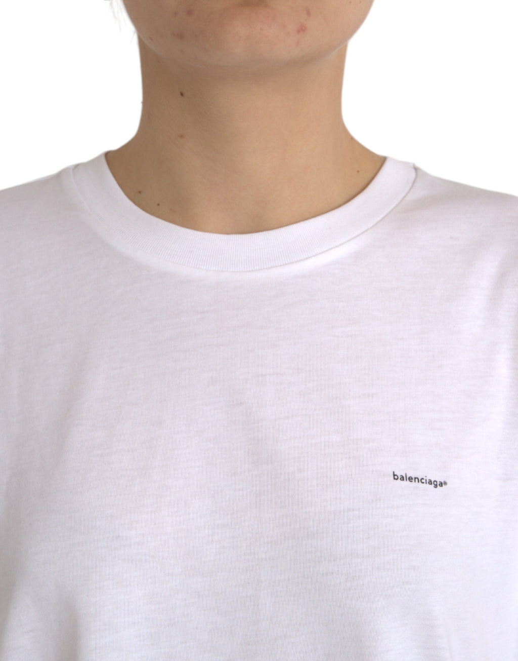 T-shirt Balenciaga en coton blanc à col rond et manches courtes