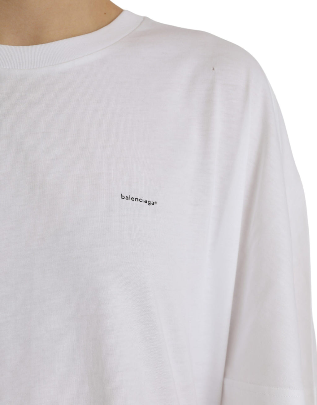 T-shirt Balenciaga en coton blanc à col rond et manches courtes