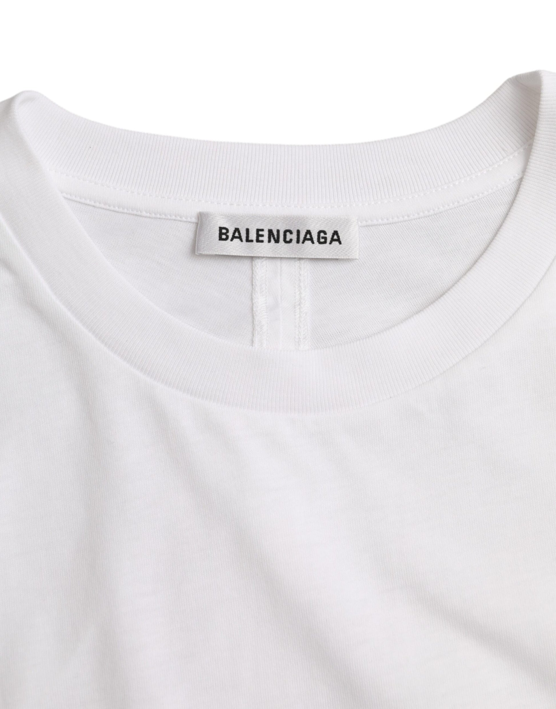 T-shirt Balenciaga en coton blanc à col rond et manches courtes
