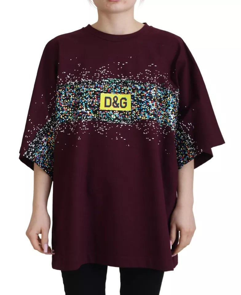 T-shirt en coton à col rond imprimé D&G Dolce & Gabbana Bordeaux