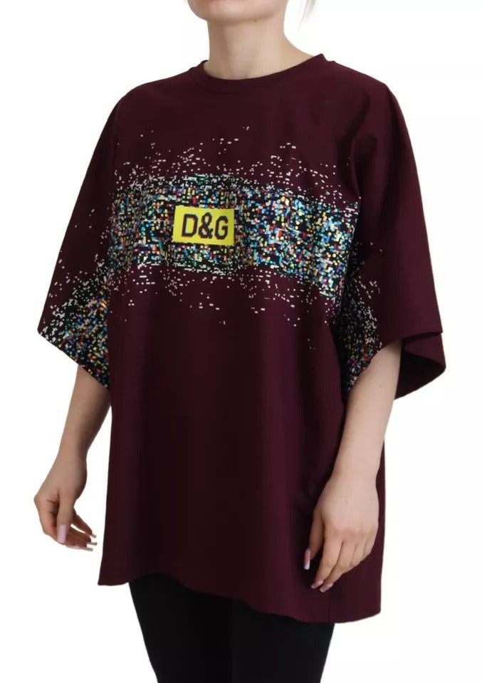 T-shirt en coton à col rond imprimé D&G Dolce & Gabbana Bordeaux