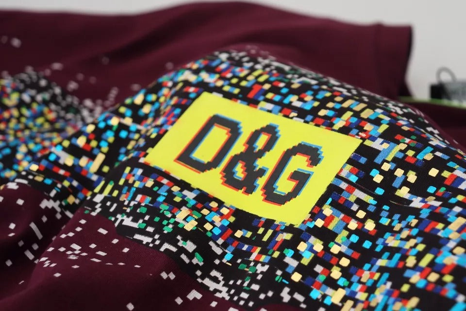 T-shirt en coton à col rond imprimé D&G Dolce & Gabbana Bordeaux