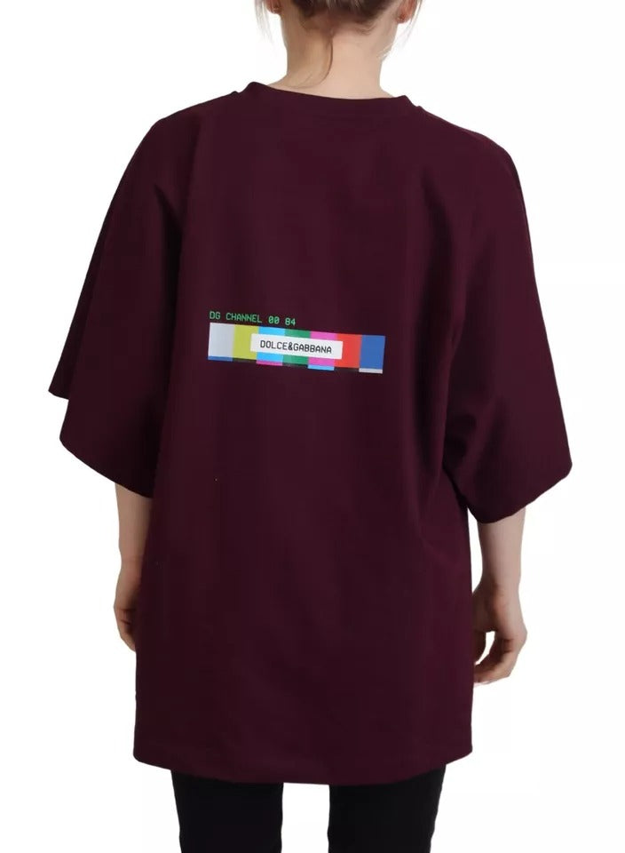 T-shirt en coton à col rond imprimé D&G Dolce & Gabbana Bordeaux